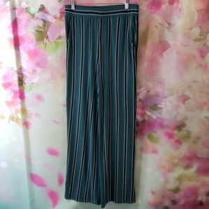 Teal Pinstripe Wide Leg Pants